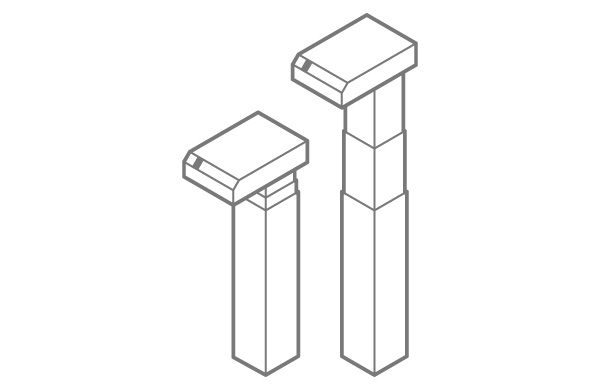 Регулируемые по высоте колонны можно использовать и для офисных столов
