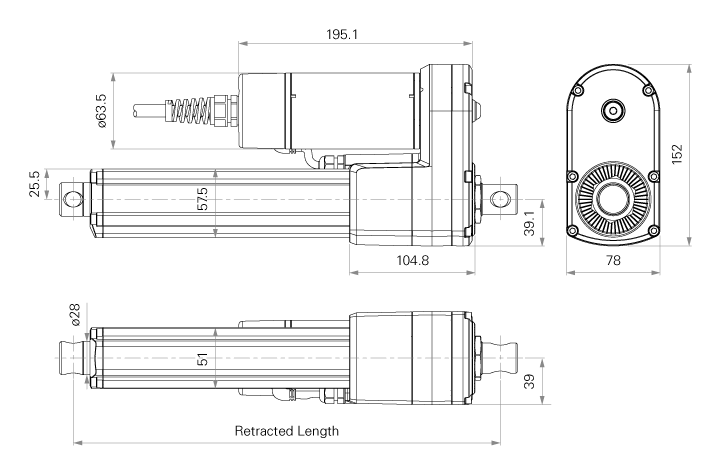 Standard Dimension of TiMOTION’s MA1 Series