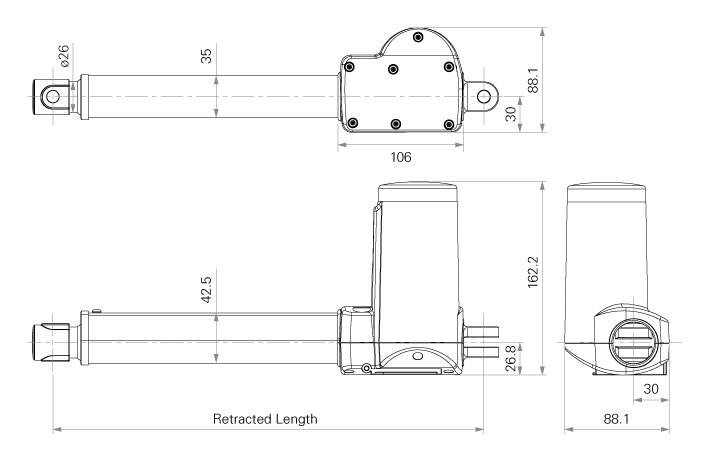 Standard Dimension of TiMOTION’s TA23 Series